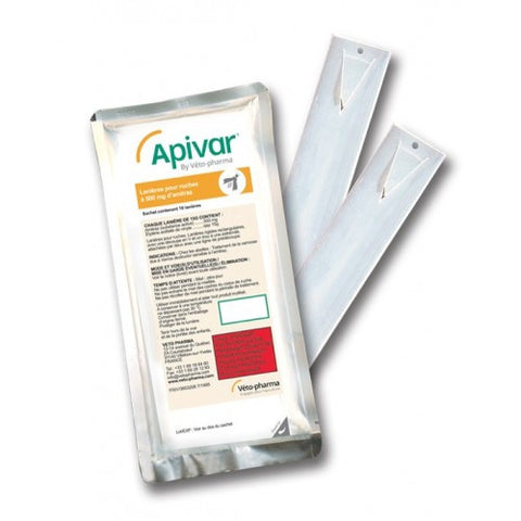 10 x (Apivar - 10 Strips) Total 100 Strips (50 Hives) EXP: 05/2027