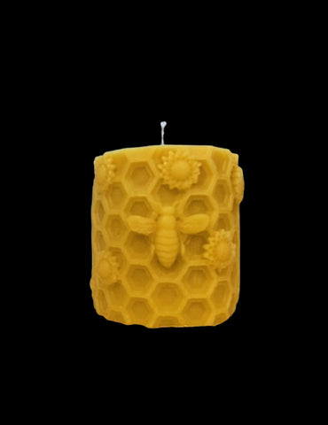 Candle Mould -  Sunflowers, Bees & Honeycomb Design (Chunky Round)