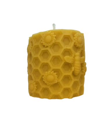 Candle Mould -  Sunflowers, Bees & Honeycomb Design (Chunky Round)