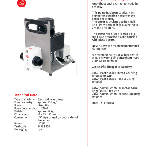 Swienty Mini Honey Pump 230V