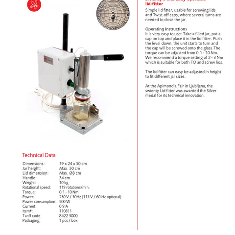 Swienty Manual Lid Fitter with UK Plug