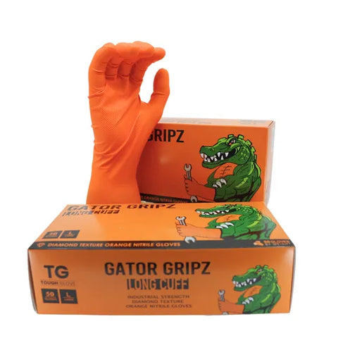 Gator Gripz Long Cuff Nitrile Gloves – Heavy Duty (50 Pack)