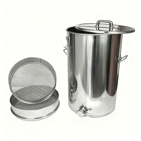 20L Stainless Steel Honey Settling Tank with Strainer & Gate Valve