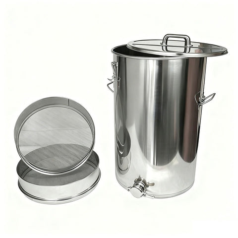 50L Stainless Steel Honey Settling Tank with Strainer & Gate Valve