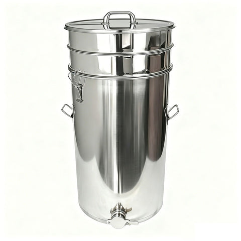 50L Stainless Steel Honey Settling Tank with Strainer & Gate Valve