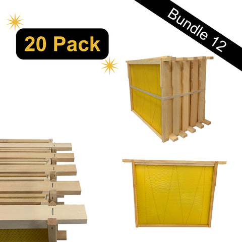 Bundle 12 - 20 x Fully Assembled 14x12 Frames with Beeswax Wired Foundation