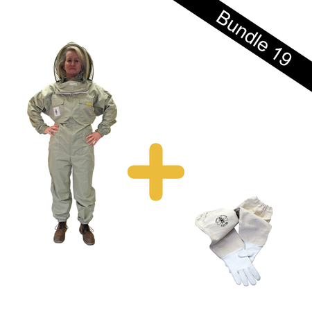 Bundle 19 - Buzz Professional Khaki Suit + White Leather Gloves)