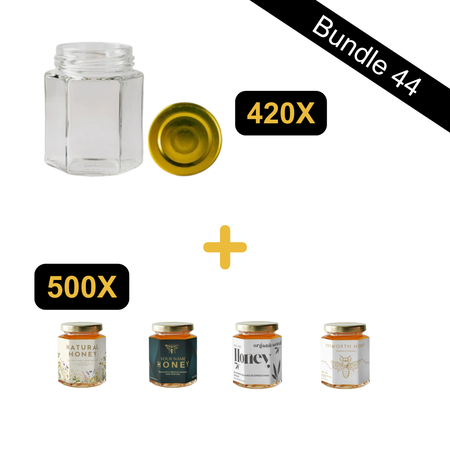 Bundle 44 - 420 x 280 ml Glass Jars + 500 Large Labels (Your Choice)