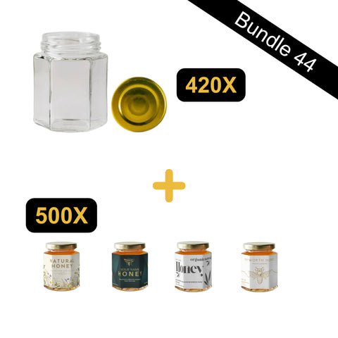 Bundle 44 - 420 x 280 ml Glass Jars + 500 Large Labels (Your Choice)
