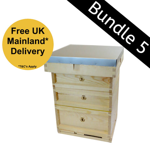 Bundle 5 Two National Premium Wooden Hive With 2 Supers, Frame & Foundation