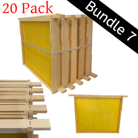 Bundle 7 20 x Fully Assembled 14x12 Frames with Beeswax Wired Foundation