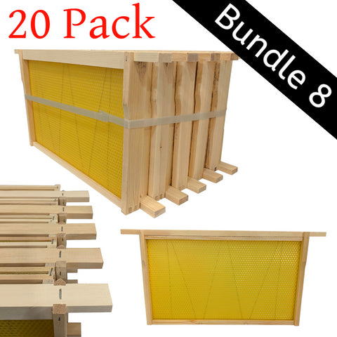 Bundle 8 20 x Fully Assembled DN4 Brood Frames with Beeswax Wired Foundation