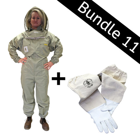 Bundle 11 (Buzz Professional Khaki Suit + White Leather Gloves)