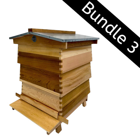 Bundle 3 Fully Assembled Western Red Cedar WBC Style Hive with Fully Assembled Value Hive With Fully Assembled Frames and Foundation