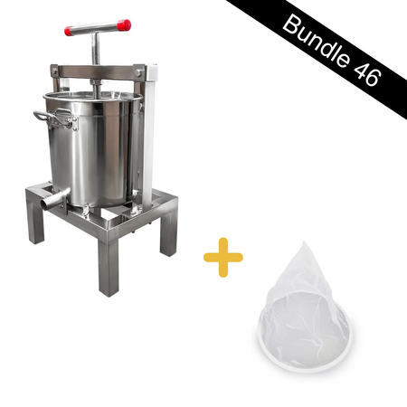 Bundle 46 - Stainless Steel Honey Press with Nylon Cone Coarse Honey Strainer