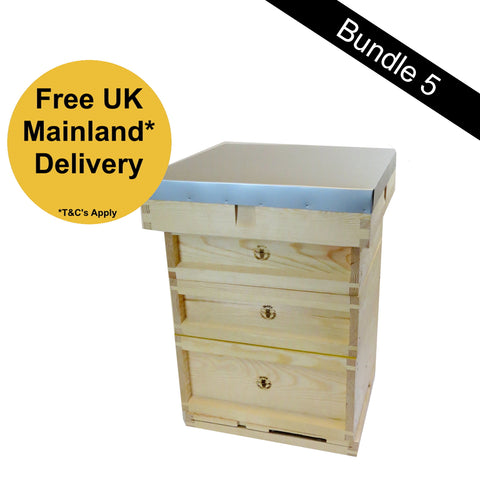 Bundle 5 - 2 x National Premium Wooden Hive With 2 Supers, Frame & Foundation
