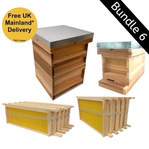 Bundle 6 Fully Assembled 1st Grade Western Cedar Hive with Assembled Frames + Western Cedar Assembled Nuc with Assembled Frames