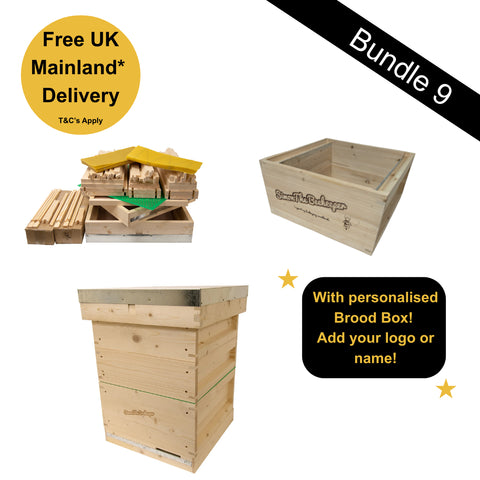 Bundle 9  - National Value Wooden Hive Flat packed with 2 Supers, Frame & Foundation & Custom Laser Engraving