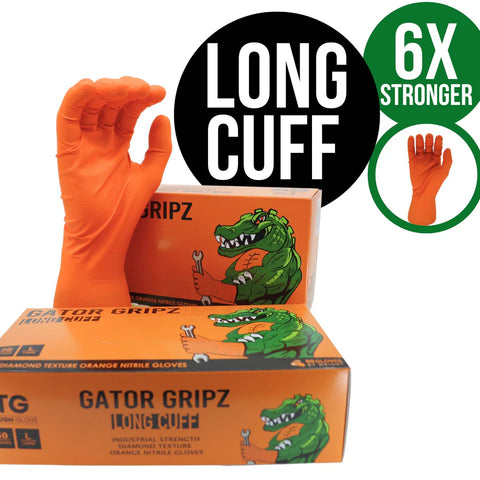 Gator Gripz Long Cuff Nitrile Gloves – Heavy Duty (50 Pack)