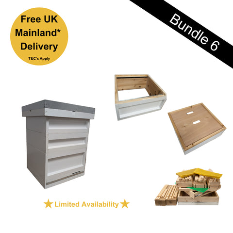 Bundle 6 - White Painted Value Hive Flat Packed with Frames and Foundation