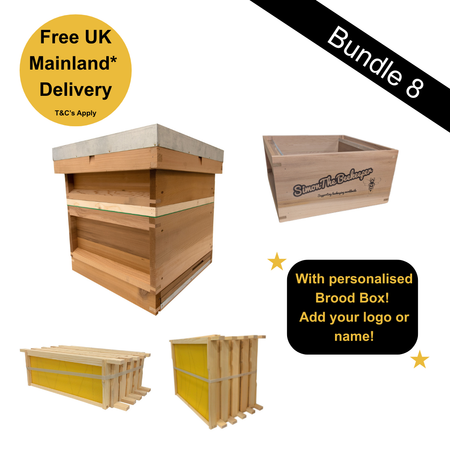 Bundle 8 - Fully Assembled 1st Grade Western Cedar Hive with Assembled Frames with Custom Laser Engraving