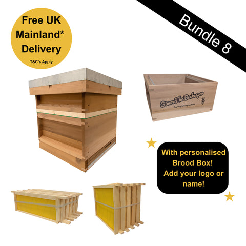 Bundle 8 - Fully Assembled 1st Grade Western Cedar Hive with Assembled Frames with Custom Laser Engraving