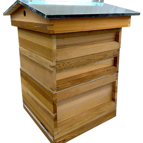 B.S National Western Cedar Gable Roof Hive with 2 Supers, Frames & Foundation