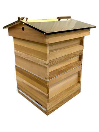 B.S National Western Cedar Copper Look Gable Roof Hive with 2 Supers, Frames & Foundation