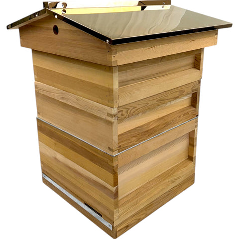 B.S National Western Cedar Copper Look Gable Roof Hive with 2 Supers, Frames & Foundation