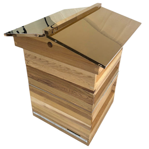 B.S National Western Cedar Copper Look Gable Roof Hive with 2 Supers, Frames & Foundation