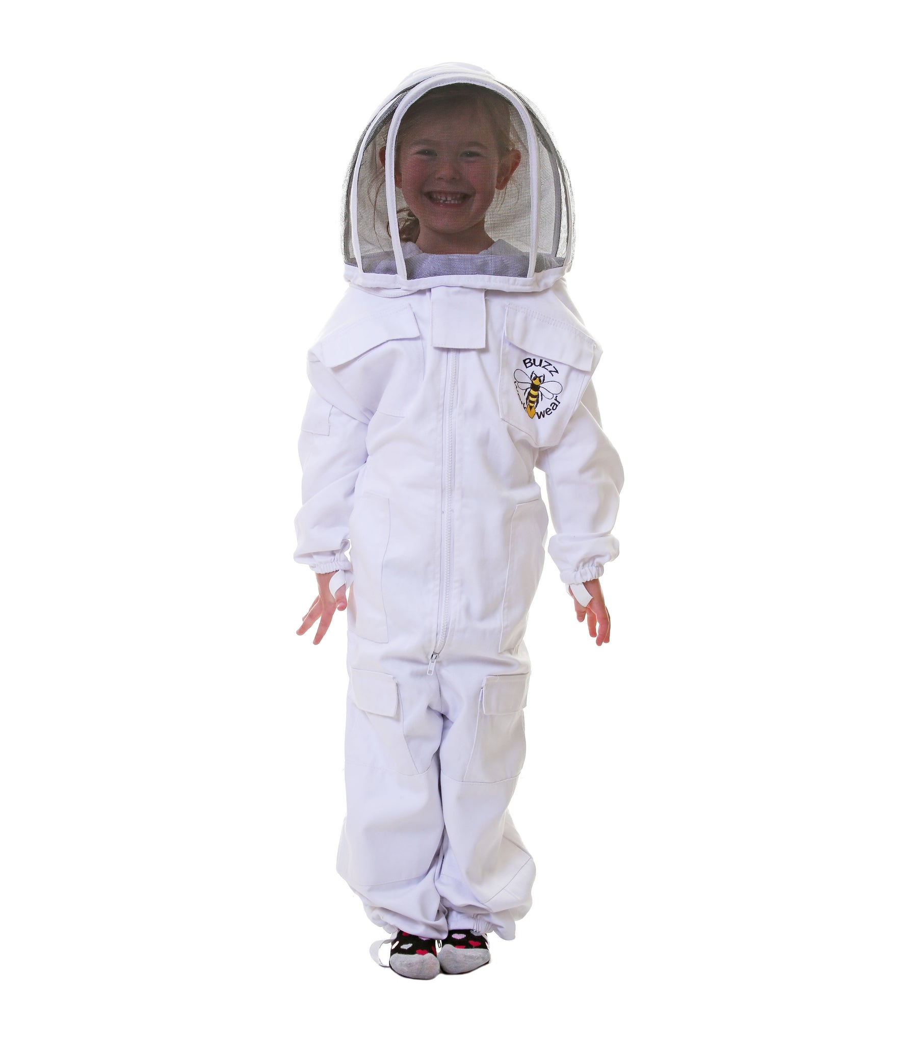 Childrens Buzz Work Wear White Suit with Fencing Veil – Simon The Beekeeper